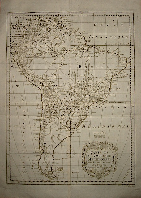 Bellin Jacques-Nicolas (1703-1772) Carte de l'Amérique Méridionale... 1750 ca. Parigi 